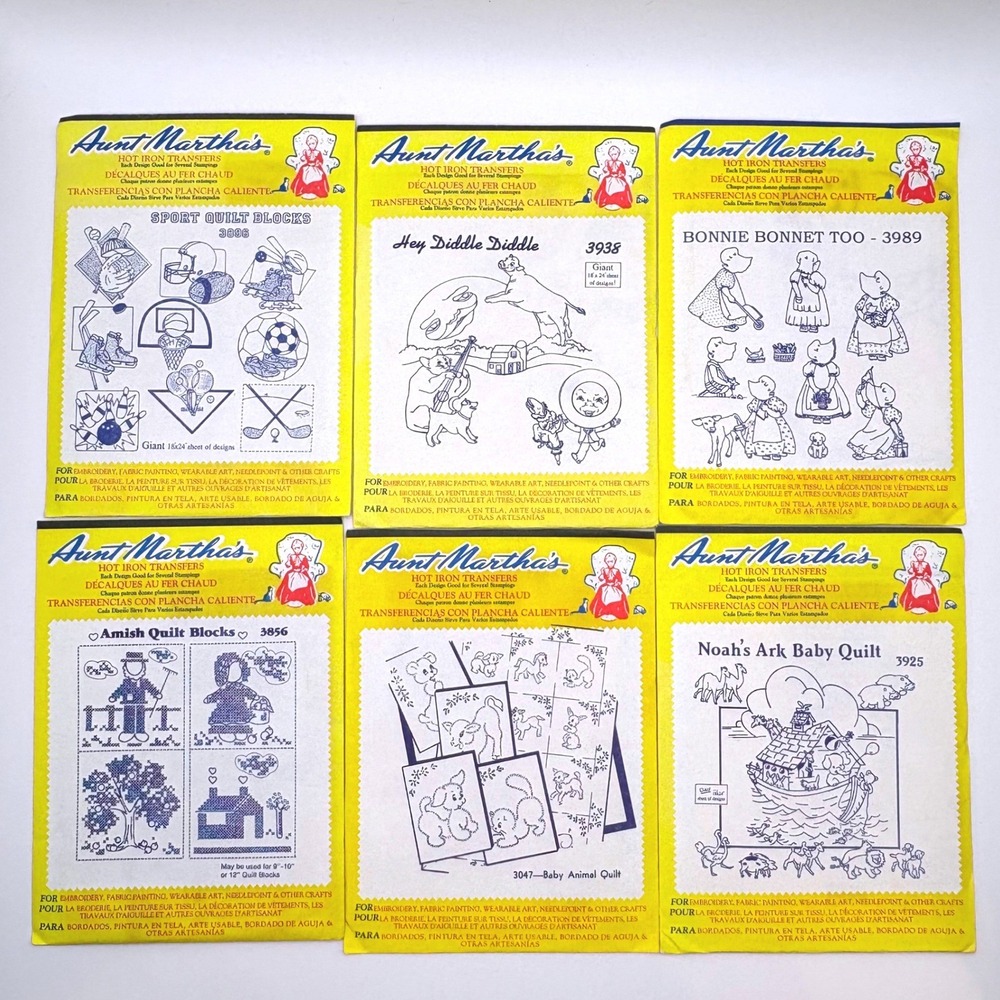 Vtg Aunt Martha Iron Transfers Lot 6 Cottagecore Grandmacore Embroidery Crafts